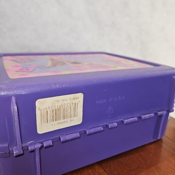 Vintage 1997 Barbie Plastic Lunch box With Thermos Purple - Picture 6 of 11